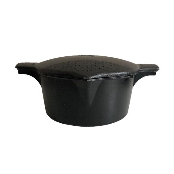 Pampered Chef Black Large 2qt Micro Cooker Rice Veggie Steamer Strainer USA Made - Picture 1 of 6